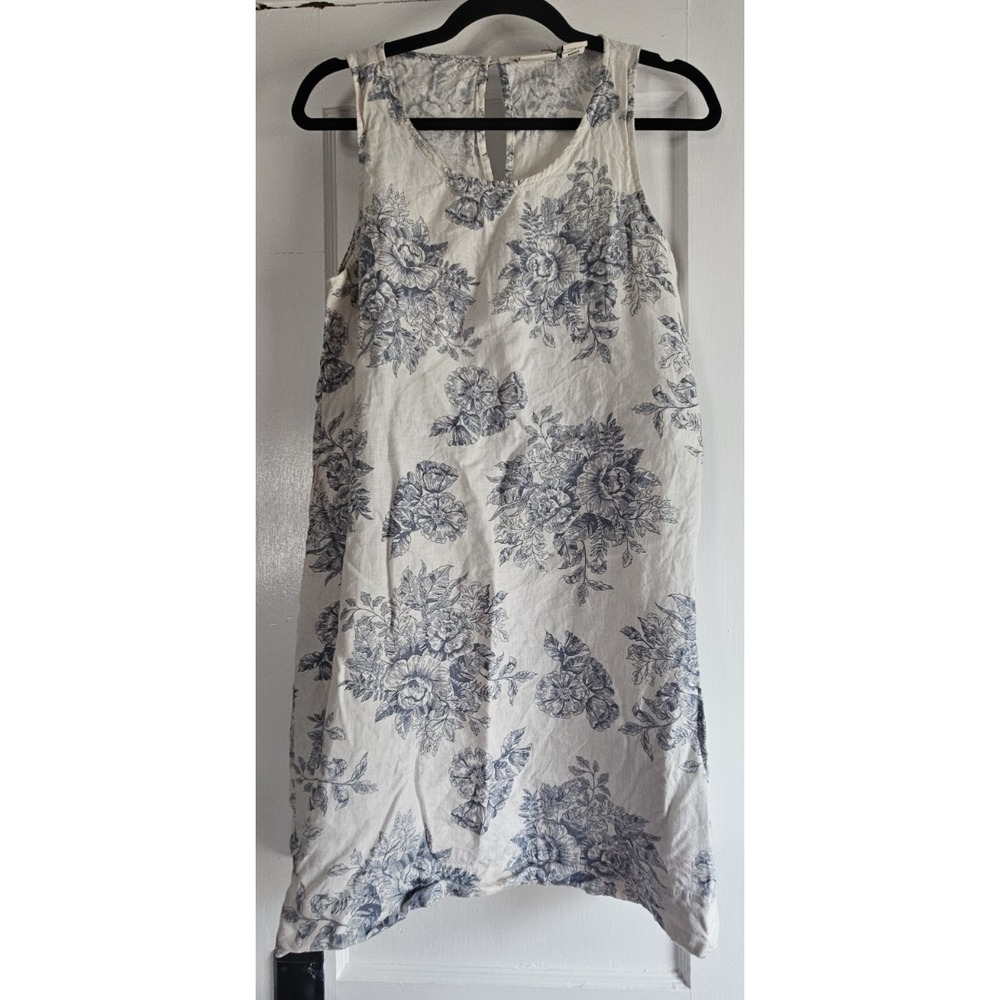 RACHEL ZOE woman's S 100% Linen shift dress keyhole back floral w/pockets